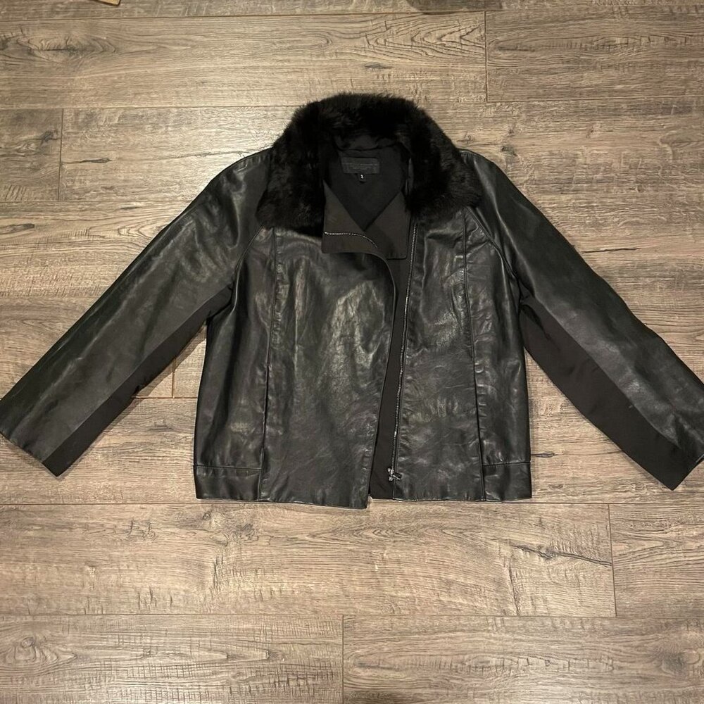 KALLMEYER structured leather and fur jacket